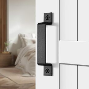 6" Barn Door Handle Set, 2 Pack Square Door Pull Handle Set, Rustic Style Pull Handle with Screws, Hardware for Sliding Barn Door Garage Shed Closet, Black