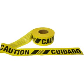 Cordova TR60103 Pro Pack Reinforced Yellow Bilingual Caution/Cuidado Barricade Tape, 3 in. x 500 ft. Roll, 12-Pack