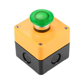 uxcell Push Button Switch Station Momentary 1NC 1NO Mushroom Green Switch 600V 10A