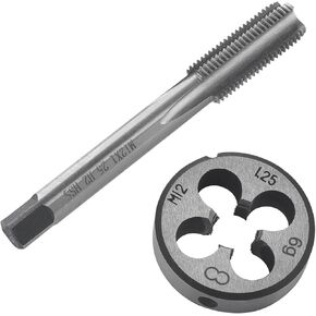 Metric Tap and Die Set M18*1.5mm HSS Straight Flutes Right Hand Machine Thread Tap and Round Die Screw Thread Milling Tapping Machinist Repair DIY Tool