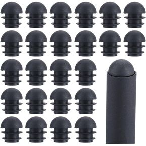 GORGECRAFT 30PCS 3 Sizes Round Plastic Hole Plugs 20mm 25mm 30mm Tubing Inserts Black End Caps Pipe Inner Plugs Fastener for Chair Leg Inserts Anti-Slip Ribbed Tube Furniture Fences Glide Protection