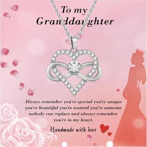 Alittlecare Granddaughter Necklace From Grandmom - Filled with Love and Packaged in a Recording gift box - Necklace for Granddaughter on Birthday, Christmas, Graduation, Wedding, or Valentine's Day in Kuwait