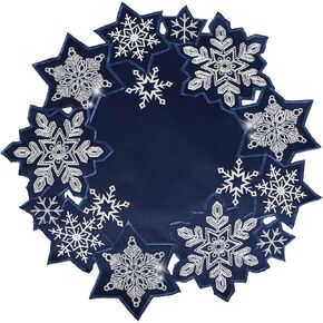 Snowflake Table Runner 36 Christmas Table Decorations Silver Grey Embroidered Glitter Table Scarf Shiny Applique Cutwork Holiday Festive Dining Decor Double Side 1 Piece