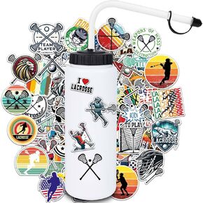 Lacrosse Gifts,1 Pack Lacrosse Water Bottle with Long Straw and 100PCS Lacrosse Stickers Accessories Stuff for Boys Men Player Lovers(1L,BPA,Squeeze)
