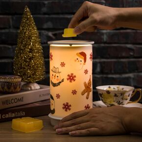 STAR MOON Ceramic Electric Wax Melt Warmer Candle Waxing Warmer Burner Melt Wax Cube Melter Fragrance Warmer - Ideal for Family and Friends, Snowman