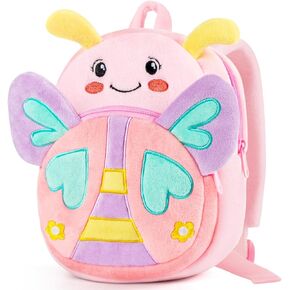HONGTEYA Toddler Backpack Plush Backpack for Kids Soft Mini Backpack for Girls Butterfly Toys Birthday Easter Christmas Gift for Age 1 2 3 4 5