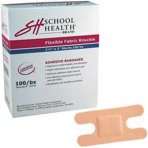 School Health - Adhesive Bandages, Comfortable Form-Fitting Protection & Wound Care for Cuts and Scrapes, Premium Adhesive Stays Secure with Movement, Flexible Knuckle Bandage, 1-1/2" X 3" 100/Box