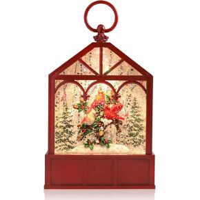 Taman Christmas Snow Globe Lantern, Santa Claus Ride Sleigh Deer Musical Snow Globe Lantern Light with Swirling Glitter Snowflakes Lighted Christmas Decorations Tabletop Home Décor