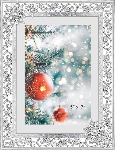 Christmas Decorations Photo Frame 5x7 Inch Snowflake Christmas Metal Photo Display Picture Frames with High Definition Glass Front Gift Ideas Tabletop Home Decorative (Red,5x7) in Saudi Arabia