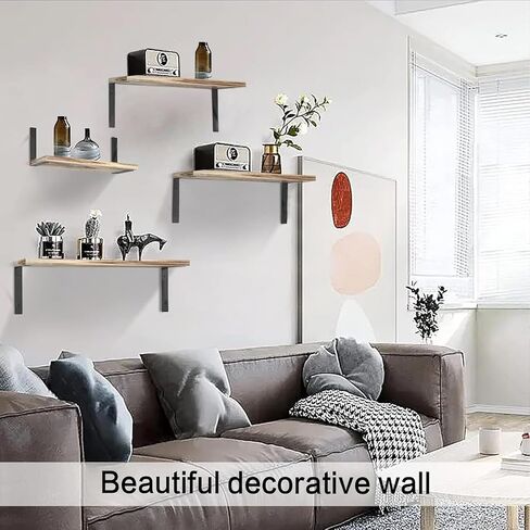 مجموعة أرفف خشبية عائمة من GKYZBB مكونة من 6، أرفف ديكور للحائط، أرفف عائمة للجدار، أرفف المزرعة وغرفة النوم، أرفف تخزين الحمام، أرفف الكتب لغرفة المعيشة، 16.5 بوصة × 6.3 بوصة in Kuwait