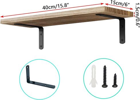 مجموعة أرفف خشبية عائمة من GKYZBB مكونة من 6، أرفف ديكور للحائط، أرفف عائمة للجدار، أرفف المزرعة وغرفة النوم، أرفف تخزين الحمام، أرفف الكتب لغرفة المعيشة، 16.5 بوصة × 6.3 بوصة in Kuwait
