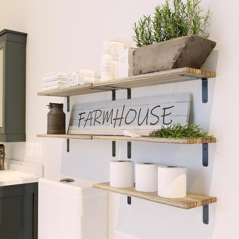 مجموعة أرفف خشبية عائمة من GKYZBB مكونة من 6، أرفف ديكور للحائط، أرفف عائمة للجدار، أرفف المزرعة وغرفة النوم، أرفف تخزين الحمام، أرفف الكتب لغرفة المعيشة، 16.5 بوصة × 6.3 بوصة in Kuwait