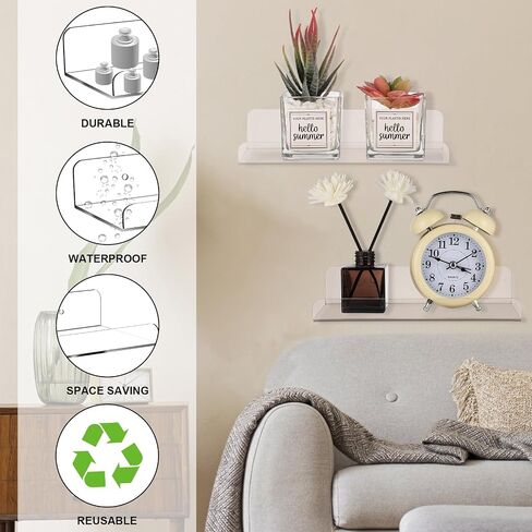 MJOGGOTT 4 Set Pegboard Shelf Clear Acrylic Shelf, Peg Board Shelving with Metal Hooks, Pegboard Shelves Organizer Accessories Storage Shelf for Home, Kitchen, Craft Room, Office, Garage in Saudi Arabia