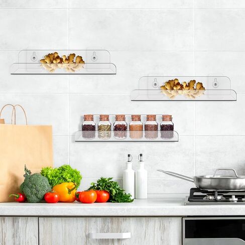 MJOGGOTT 4 Set Pegboard Shelf Clear Acrylic Shelf, Peg Board Shelving with Metal Hooks, Pegboard Shelves Organizer Accessories Storage Shelf for Home, Kitchen, Craft Room, Office, Garage in Saudi Arabia