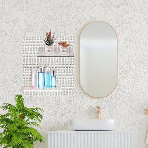 MJOGGOTT 4 Set Pegboard Shelf Clear Acrylic Shelf, Peg Board Shelving with Metal Hooks, Pegboard Shelves Organizer Accessories Storage Shelf for Home, Kitchen, Craft Room, Office, Garage in Saudi Arabia
