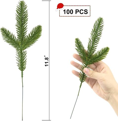 Artificial Pine Branches 50 Pcs, Christmas Tree Filler Branches Green Plants Faux Pine Needle Branches Christmas Greenery Pine Picks Evergreen Pine Stems for Christmas Tree Garland Wreath Decorating in Saudi Arabia