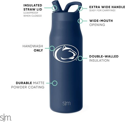 Simple Modern Officially Licensed Collegiate Alabama Crimson Tide Water Bottle with Straw Lid | NCAA Insulated Stainless Steel Travel Thermos | Leak Proof | Mesa Collection | University of Alabama in Kuwait