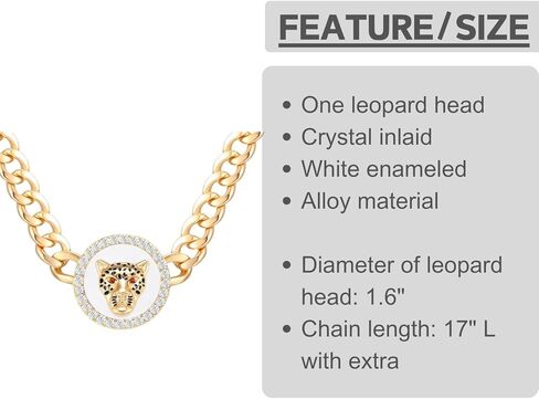 المرأة الذهب كريستال ليوبارد رئيس قلادة بيان الهيب هوب مكتنزة النمر المختنق سلسلة كوكتيل زي مجوهرات الحفلات in Kuwait