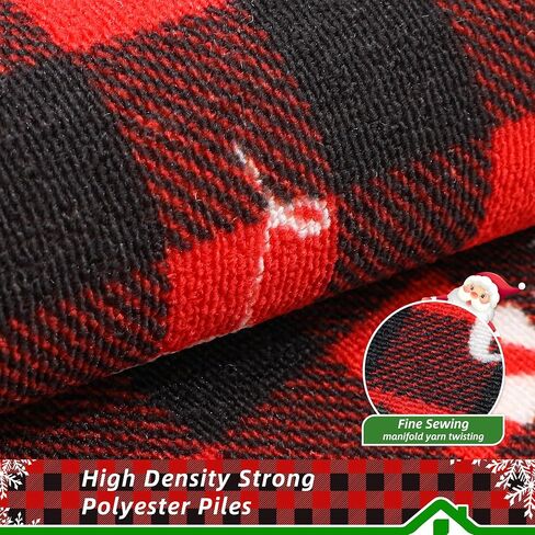 BEQHAUSE Christmas-Kitchen-Rugs Buffalo Plaid Merry Christmas Decorations Floor Mat Non Slip Washable Winter Kitchen Mats Sets for Home Entrance Area Rug Kitchen 17"x30"+17"x48" in Saudi Arabia
