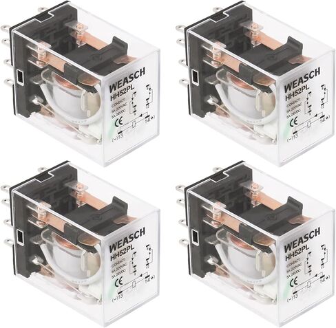 2Pcs Electromagnetic Power Relay, HH52PL, DPDT, 8 Pins, DC 12V Coil, with LED Indicator Light (2) in Saudi Arabia