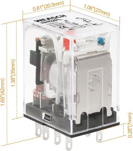 2Pcs Electromagnetic Power Relay, HH52PL, DPDT, 8 Pins, DC 12V Coil, with LED Indicator Light (2) in Saudi Arabia