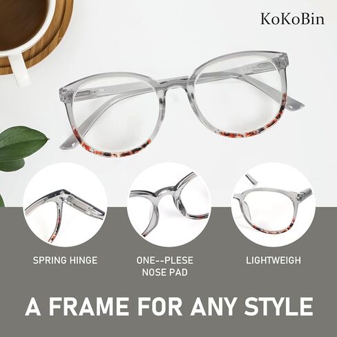 نظارات قراءة دائرية للنساء من KoKoBin مكونة من 3 قطع، قارئات عصرية بمفصلات ربيعية تحجب الضوء الأزرق in Kuwait