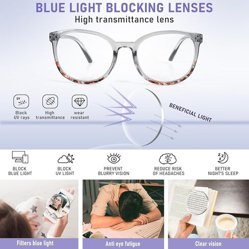 نظارات قراءة دائرية للنساء من KoKoBin مكونة من 3 قطع، قارئات عصرية بمفصلات ربيعية تحجب الضوء الأزرق in Kuwait
