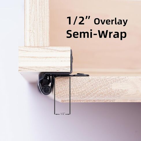 Decobasics 1/2" Overlay Semi Partial Wrap Around Kitchen Cabinet Hinges (25 Pair -50 Pack) - Self Closing Matte Black Cabinet Hinges for Kitchen Cabinets w/Cupboard Silicon Bumpers & Upgraded Screws in Saudi Arabia