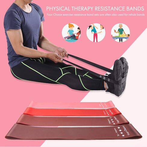Your Choice Premium Resistance Loop Bands Exercise Work Out Fitness Bands for Legs and Glutes, Physicaly, Stretch with Carry Bag and Instructions Guide, 12 x 2 Inch Set of 4 in Kuwait