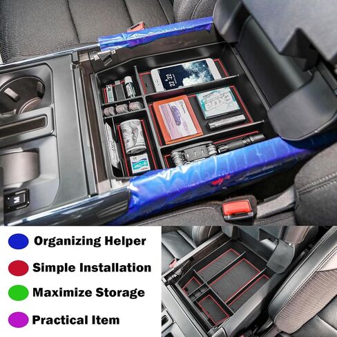 Center Console Organizer Tray Compatible 2021 2022 2023 2024 Ford F150 Accessories, Console Organizer Armrest Tray Insert Container Secondary Storage Box (Full Console w/Bucket Seats ONLY) in Saudi Arabia