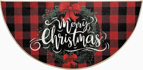 Erweicet Christmas Half Circle Door Mat Round Christmas Bath Rugs Christmas Door Mat Decorations for Floor Indoor Living Room Bathroom Kitchen Fireplace 16'' X 31'' in Saudi Arabia