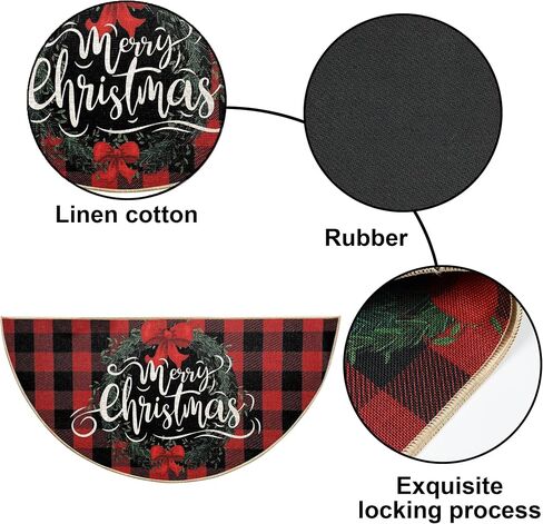 Erweicet Christmas Half Circle Door Mat Round Christmas Bath Rugs Christmas Door Mat Decorations for Floor Indoor Living Room Bathroom Kitchen Fireplace 16'' X 31'' in Saudi Arabia