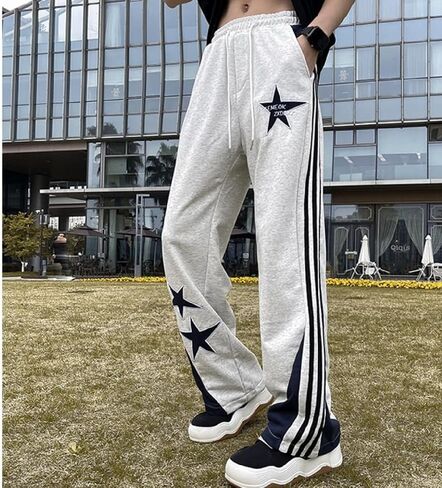 Jupkem Y2k Sweatpants الرجال ستار الهيب هوب السراويل الفضفاضة Sweatpants واسعة الساق مستقيم السراويل الترنك الجمالية الجرافيك الشارع الشهير in Kuwait