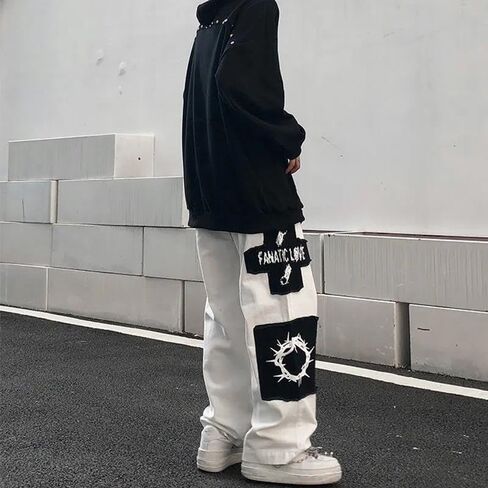 Jupkem Y2k Sweatpants الرجال ستار الهيب هوب السراويل الفضفاضة Sweatpants واسعة الساق مستقيم السراويل الترنك الجمالية الجرافيك الشارع الشهير in Kuwait
