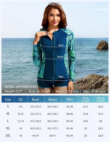 Kate Kasin Women's 3 Piece Rash Guard Long Sleeve Swimsuits Zip Up UPF 50+ Built in Bra Swim Shirts with Boyshorts Quick Dry in Kuwait