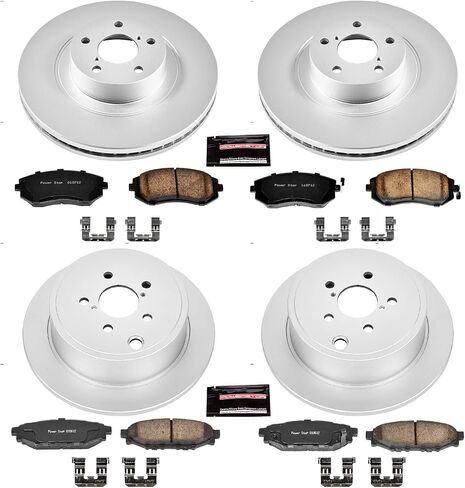 مجموعة فرامل Power Stop KOE4077 Autospecialty الأمامية والخلفية البديلة لدوارات الفرامل OE ووسادات الفرامل السيراميكية Subaru Forester Impreza Legacy Outback WRX [محدد بالتطبيق] in Saudi Arabia