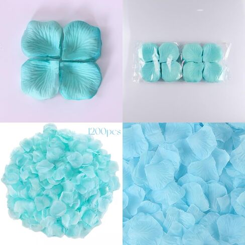 1200 PCS Artificial Fake Rose Petals for Valentine's Day,Romantic Night,Wedding,Engagement,Proposal Anniversary Flower Decorations, Artificial Flower Petals（Green Rose Petals） in Saudi Arabia
