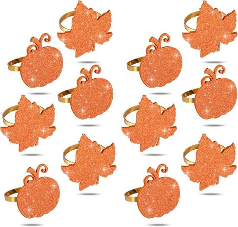 Thanksgiving Napkin Rings Set of 12, Fall Napkin Rings Thanksgiving Pumpkin Napkin Rings Holders Autumn Fall Maple Leaf Napkin Rings for Thanksgiving Fall Party Dinning Table Decorations in Saudi Arabia