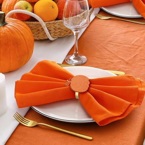 Thanksgiving Napkin Rings Set of 12, Fall Napkin Rings Thanksgiving Pumpkin Napkin Rings Holders Autumn Fall Maple Leaf Napkin Rings for Thanksgiving Fall Party Dinning Table Decorations in Saudi Arabia