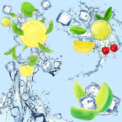 60 قطعة من نماذج الفواكه المزيفة لمحاكاة مجموعة مكعبات الثلج الشفافة، شرائح الليمون والليمون الاصطناعي كتل الكرز البلاستيكية لشريط المنزل وديكور الزفاف ودعائم الصور in Kuwait