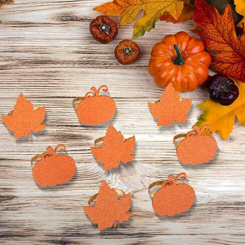 Thanksgiving Napkin Rings Set of 12, Fall Napkin Rings Thanksgiving Pumpkin Napkin Rings Holders Autumn Fall Maple Leaf Napkin Rings for Thanksgiving Fall Party Dinning Table Decorations in Saudi Arabia
