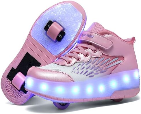 RESLIDE Roller Shoes with Wheels for Boys Girls Kids Skates Sneakers LED Light Up Rechargeable Sport Sneaker for Boys in Kuwait