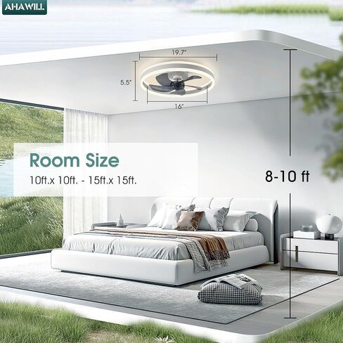Low Profile Ceiling Fans with Lights and Remote,19.7in Flush Mount LED Dimmable Ceiling Fan,Pure White Fandelier Ceiling Fan for Bedroom. in Saudi Arabia