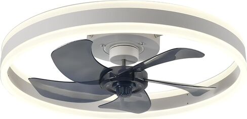 Low Profile Ceiling Fans with Lights and Remote,19.7in Flush Mount LED Dimmable Ceiling Fan,Pure White Fandelier Ceiling Fan for Bedroom. in Saudi Arabia