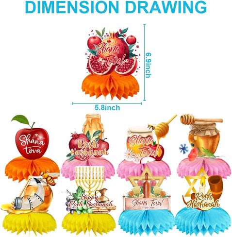 مجموعة 9 قطع من لوازم حفلات أعياد الميلاد من جروفي هيبي بوهو، قطع مركزية على شكل قرص العسل مزدوجة الجوانب لديكورات حفلات عيد ميلاد بوهو قوس قزح (بوهو) in Kuwait