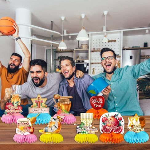 مجموعة 9 قطع من لوازم حفلات أعياد الميلاد من جروفي هيبي بوهو، قطع مركزية على شكل قرص العسل مزدوجة الجوانب لديكورات حفلات عيد ميلاد بوهو قوس قزح (بوهو) in Kuwait