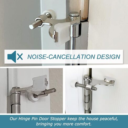 48 Pack Hinge Pin Brushed Nickel Door Stopper, Adjustable Heavy Duty Hinge Pin Door Stop with Rubber Bumper Tips in Kuwait