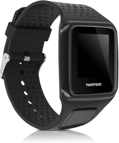 kwmobile Strap Compatible with TomTom Runner 1 / Multi-Sport Strap - Replacement Silicone Watch Band - Black in Saudi Arabia