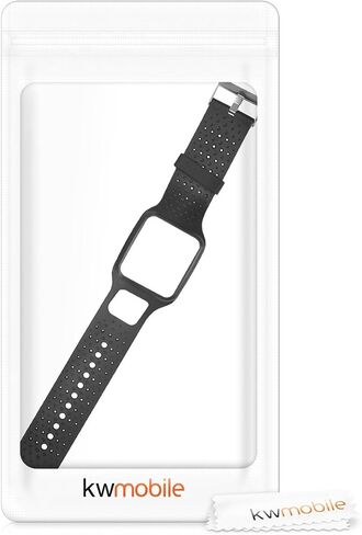 kwmobile Strap Compatible with TomTom Runner 1 / Multi-Sport Strap - Replacement Silicone Watch Band - Black in Saudi Arabia