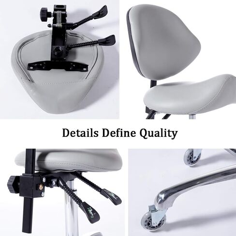 Hydraulic Saddle Rolling Adjustable, Heavy-Duty (450 lbs) Stool Chair for Beauty Salon Massage Dental Clinic Home Office Use(Grey) in Saudi Arabia